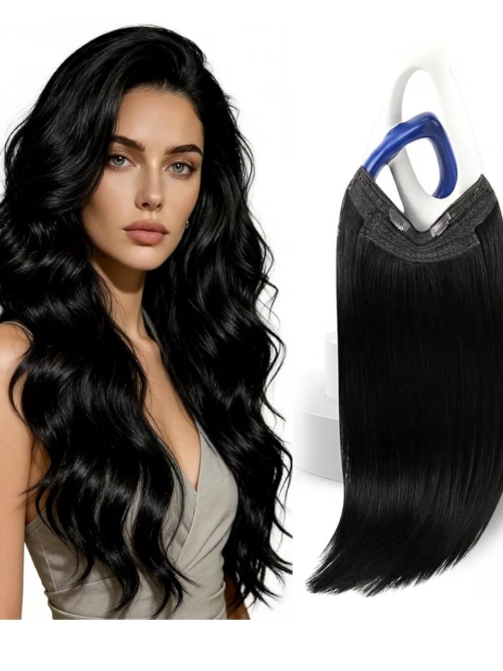 Sunny Hair 16” Invisible Fish Line Extensions 85G # 1 Jet Black Remy Human Hair